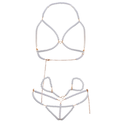 ensemble bracelets soutien-gorge et string perles