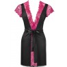 kumiko lc 90428 robe de chambre + culotte noir l-xl