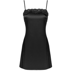 jacqueline lc 90249 robe de chambre + chemise + culotte noir l-xl