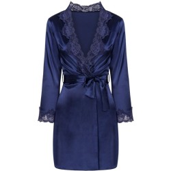 jacqueline lc 90249 robe de chambre + chemise + culotte bleu marine s-m