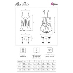 rose rouge lc 90130 corset + culotte rouge