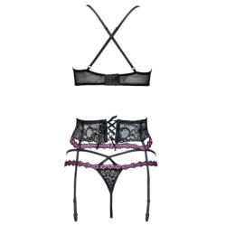 snehana lc 90443 soutien-gorge + jarretière + culotte noir l-xl