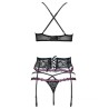 snehana lc 90443 soutien-gorge + jarretière + culotte noir l-xl
