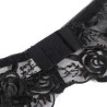 ensemble 3 pièces soutien-gorge + string + jarretière imprimé floral noir s-m