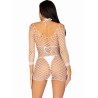 robe en filet à manches longues blanc taille unique