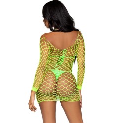 robe en résille à manches longues vert taille unique