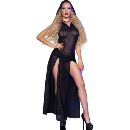 cr 4685 robe longue à capuche noir l