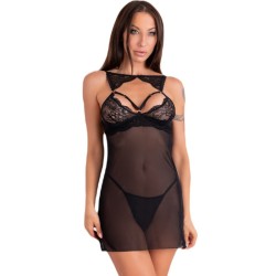 krolina lc 90734 chemise + string noir s-m