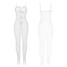 951740 bodystocking resille blanche entrejambe avec noeuds taille unique