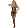 951788 bodystocking long en resille avec bretelles sur la poitrine et le dos noir taille unique