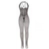 951788 bodystocking long en resille avec bretelles sur la poitrine et le dos noir taille unique