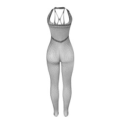 951788 bodystocking long en resille avec bretelles sur la poitrine et le dos noir taille unique