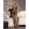 951788 bodystocking long en resille avec bretelles sur la poitrine et le dos noir taille unique