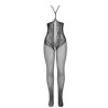 951849 bodystocking résille ouvert et col licou noir taille unique