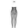951849 bodystocking résille ouvert et col licou noir taille unique