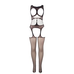 951900 bodystocking résille sans fourrure avec coque et épaules ouvertes noir taille unique