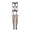 951900 bodystocking résille sans fourrure avec coque et épaules ouvertes noir taille unique