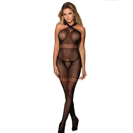 951948 bodystocking réseille avec bretelles croisées noir taille unique