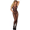 951962 bodystocking résille sans fourrure imprimé fleurs noir taille unique