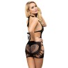 952075 robe courte en résille avec détail dos et coeur noir taille unique