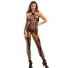 952105 bodystocking en résille avec entrejambe ouverte et col licou noir taille unique