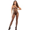 952112 bodystocking resille avec details sur la poitrine et le ventre noir taille unique