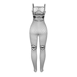 952112 bodystocking resille avec details sur la poitrine et le ventre noir taille unique