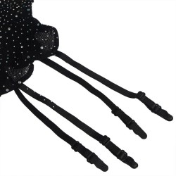 952174 bodystocking resille avec gants et diamants noir taille unique