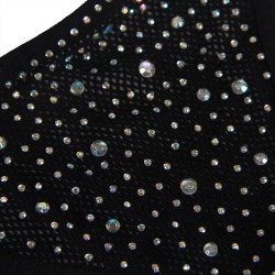 952174 bodystocking resille avec gants et diamants noir taille unique