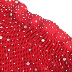 952181 bodystocking resille avec gants et diamants rouge taille unique
