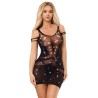 952198 robe resille avec diamants brillants noir taille unique