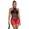 952242 robe résille élastique dégradé rouge et noir taille unique