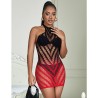 952242 robe résille élastique dégradé rouge et noir taille unique