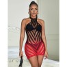 952242 robe résille élastique dégradé rouge et noir taille unique