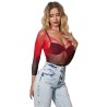 952259 robe résille élastique manches longues dégradé rouge et noir taille unique