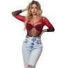 952259 robe résille élastique manches longues dégradé rouge et noir taille unique