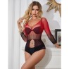 952259 robe résille élastique manches longues dégradé rouge et noir taille unique