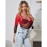 952259 robe résille élastique manches longues dégradé rouge et noir taille unique