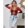 952259 robe résille élastique manches longues dégradé rouge et noir taille unique