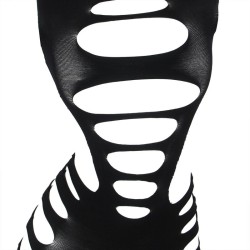 952266 robe résille élastique manches longues noir taille unique