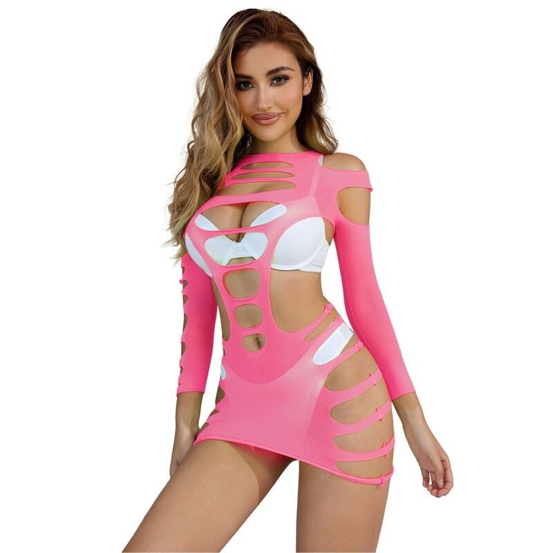 952273 robe résille élastique manches longues rose taille unique 952273 robe résille élastique manches longues rose taille unique