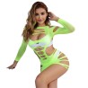 952280 robe résille élastique manches longues vert taille unique