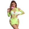952280 robe résille élastique manches longues vert taille unique
