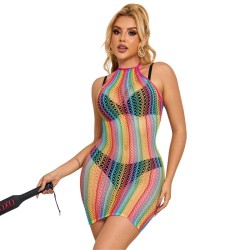 952341 robe réseille arc-en-ciel taille unique
