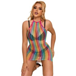 952341 robe réseille arc-en-ciel taille unique