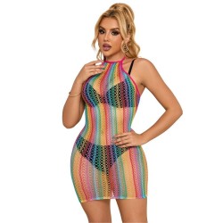 952341 robe réseille arc-en-ciel taille unique