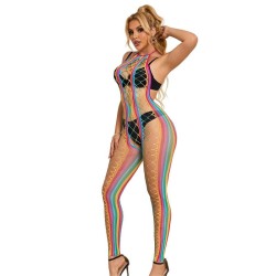 952358 robe résille col licou arc-en-ciel taille unique