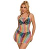 952365 robe réseille épaules nues arc-en-ciel taille unique