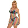 952365 robe réseille épaules nues arc-en-ciel taille unique