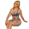 952365 robe réseille épaules nues arc-en-ciel taille unique